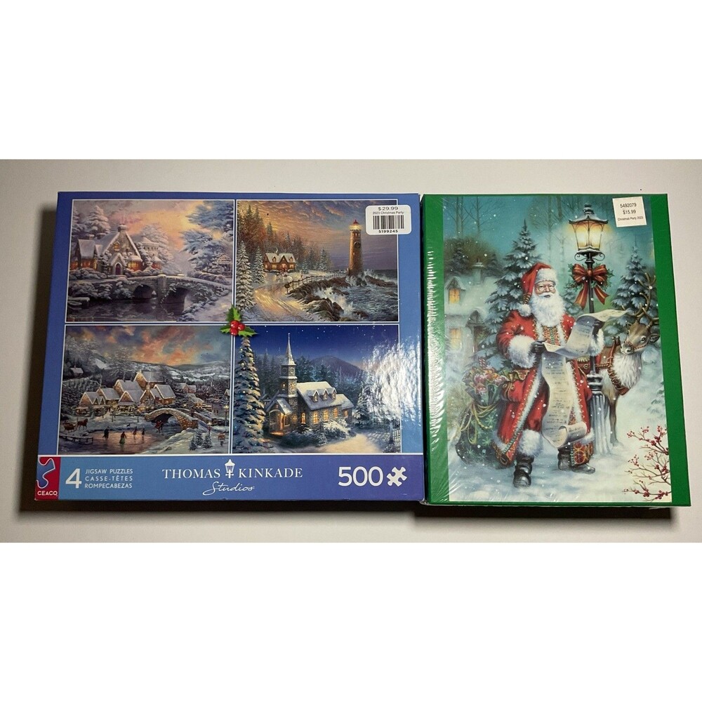 Thomas Kincaid Studios Ceaco Puzzles - Holiday- Winter- Church - Christmas 2pcs